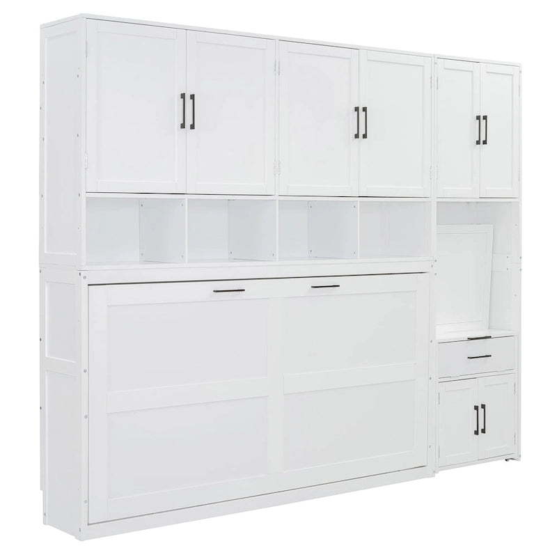 Lit escamotable une place - Lit mural avec placard, tiroirs et bureau - Conception multifonctionnelle gain de place