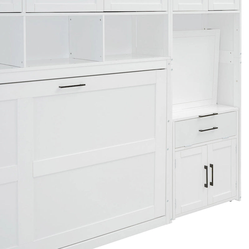 Lit escamotable une place - Lit mural avec placard, tiroirs et bureau - Conception multifonctionnelle gain de place