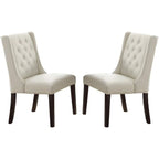 Chaises de salle à manger modernes à oreilles - Ensemble de 2 - Dossier capitonné en cuir - Assise rembourrée en mousse - Pieds en bois massif