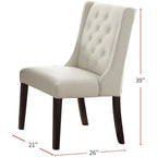 Chaises de salle à manger modernes à oreilles - Ensemble de 2 - Dossier capitonné en cuir - Assise rembourrée en mousse - Pieds en bois massif