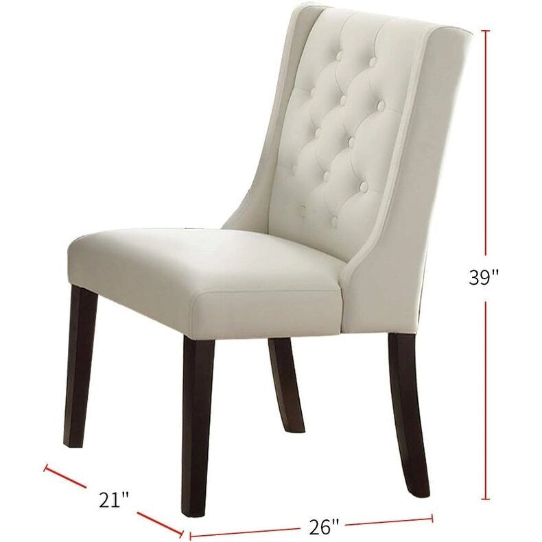 Chaises de salle à manger modernes à oreilles - Ensemble de 2 - Dossier capitonné en cuir - Assise rembourrée en mousse - Pieds en bois massif