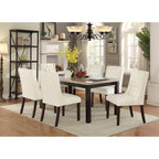 Chaises de salle à manger modernes à oreilles - Ensemble de 2 - Dossier capitonné en cuir - Assise rembourrée en mousse - Pieds en bois massif