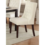 Chaises de salle à manger modernes à oreilles - Ensemble de 2 - Dossier capitonné en cuir - Assise rembourrée en mousse - Pieds en bois massif