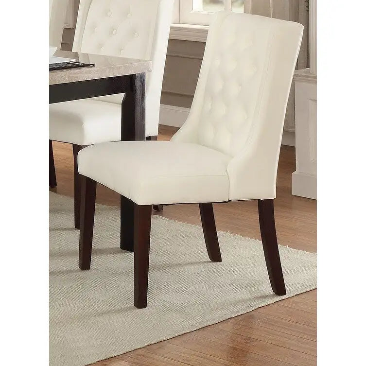 Chaises de salle à manger modernes à oreilles - Ensemble de 2 - Dossier capitonné en cuir - Assise rembourrée en mousse - Pieds en bois massif