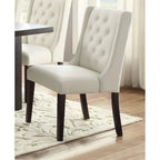 Chaises de salle à manger modernes à oreilles - Ensemble de 2 - Dossier capitonné en cuir - Assise rembourrée en mousse - Pieds en bois massif