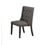 Chaises de salle à manger modernes à oreilles - Ensemble de 2 - Dossier capitonné en cuir - Assise rembourrée en mousse - Pieds en bois massif