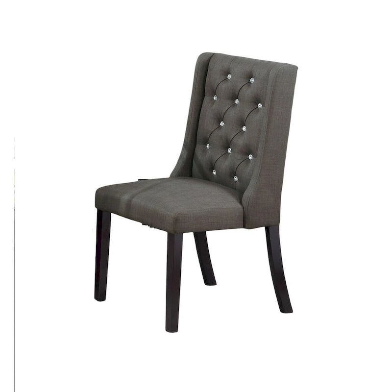 Chaises de salle à manger modernes à oreilles - Ensemble de 2 - Dossier capitonné en cuir - Assise rembourrée en mousse - Pieds en bois massif