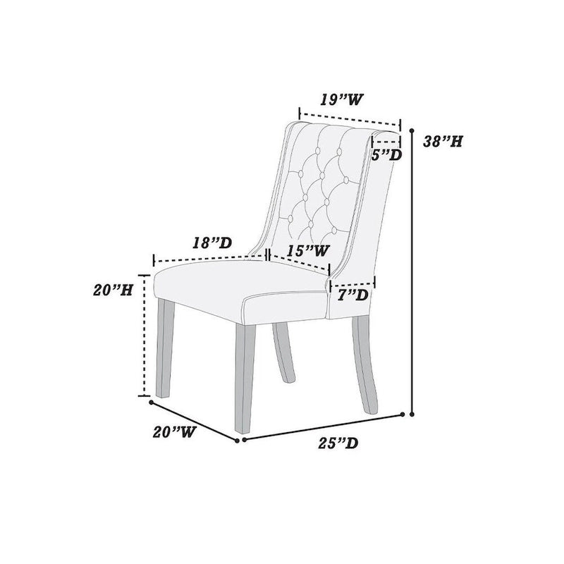 Chaises de salle à manger modernes à oreilles - Ensemble de 2 - Dossier capitonné en cuir - Assise rembourrée en mousse - Pieds en bois massif