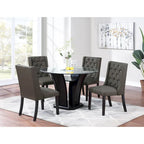 Chaises de salle à manger modernes à oreilles - Ensemble de 2 - Dossier capitonné en cuir - Assise rembourrée en mousse - Pieds en bois massif