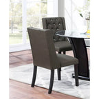 Chaises de salle à manger modernes à oreilles - Ensemble de 2 - Dossier capitonné en cuir - Assise rembourrée en mousse - Pieds en bois massif