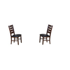 Chaises de salle à manger à dossier échelle en similicuir - Lot de 2 - Structure en bois massif - 58,5 cm (L) x 51 cm (l) x 101,5 cm (H) - Marron/Noir/Espresso