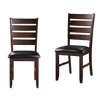 Chaises de salle à manger à dossier échelle en similicuir - Lot de 2 - Structure en bois massif - 58,5 cm (L) x 51 cm (l) x 101,5 cm (H) - Marron/Noir/Espresso