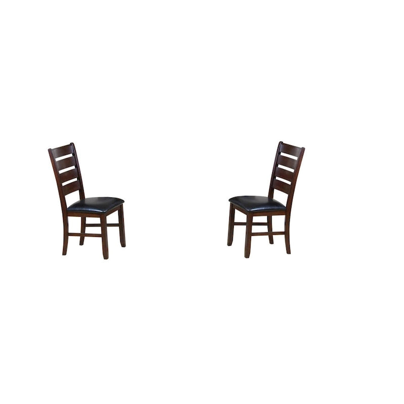 Faux Leather Ladder Back Side Chairs and Solid Wood Set of 2 - 23” L x 20” W x 40” H