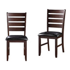 Chaises de salle à manger à dossier échelle en similicuir - Lot de 2 - Structure en bois massif - 58,5 cm (L) x 51 cm (l) x 101,5 cm (H) - Marron/Noir/Espresso