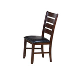 Chaises de salle à manger à dossier échelle en similicuir - Lot de 2 - Structure en bois massif - 58,5 cm (L) x 51 cm (l) x 101,5 cm (H) - Marron/Noir/Espresso