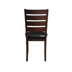 Chaises de salle à manger à dossier échelle en similicuir - Lot de 2 - Structure en bois massif - 58,5 cm (L) x 51 cm (l) x 101,5 cm (H) - Marron/Noir/Espresso