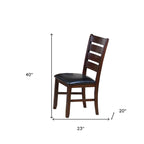 Chaises de salle à manger à dossier échelle en similicuir - Lot de 2 - Structure en bois massif - 58,5 cm (L) x 51 cm (l) x 101,5 cm (H) - Marron/Noir/Espresso