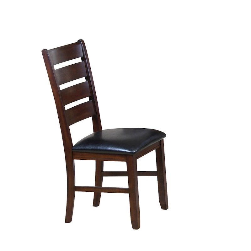 Chaises de salle à manger à dossier échelle en similicuir - Lot de 2 - Structure en bois massif - 58,5 cm (L) x 51 cm (l) x 101,5 cm (H) - Marron/Noir/Espresso