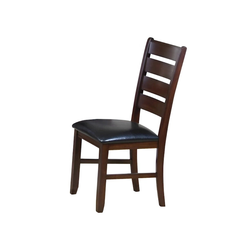 Chaises de salle à manger à dossier échelle en similicuir - Lot de 2 - Structure en bois massif - 58,5 cm (L) x 51 cm (l) x 101,5 cm (H) - Marron/Noir/Espresso
