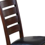 Chaises de salle à manger à dossier échelle en similicuir - Lot de 2 - Structure en bois massif - 58,5 cm (L) x 51 cm (l) x 101,5 cm (H) - Marron/Noir/Espresso