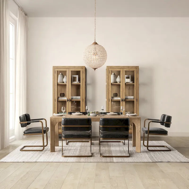 Table de salle à manger en pin recyclé de 78 pouces - Finition naturelle - Style rustique à lattes - Finition à la main - Écologique