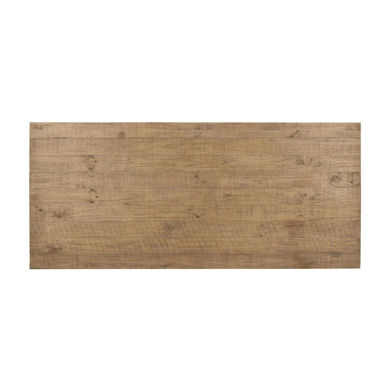 Table de salle à manger en pin recyclé de 78 pouces - Finition naturelle - Style rustique à lattes - Finition à la main - Écologique