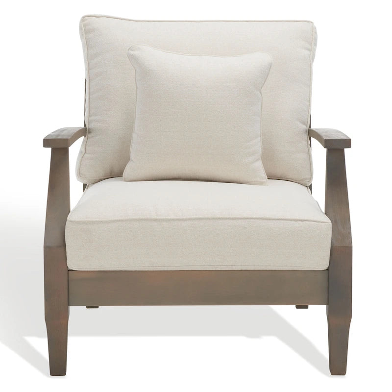 Fauteuil de jardin en bois Freida de SAFAVIEH Couture - 80 cm (L) x 90 cm (P) x 83 cm (H) - 79 cm (L) x 91 cm (P) x 84 cm (H)