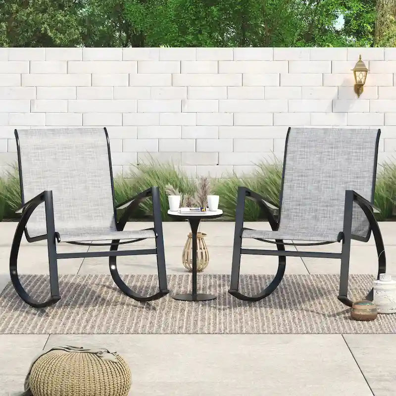 Fauteuil à bascule d'extérieur Corvus Antonio en tissu Sling