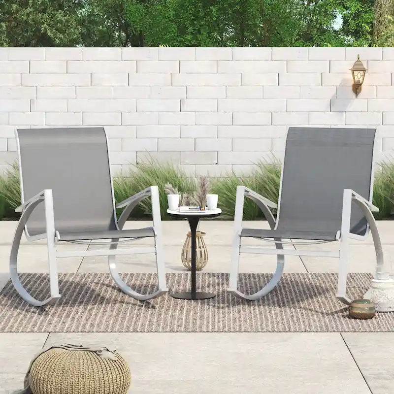 Fauteuil à bascule d'extérieur Corvus Antonio en tissu Sling