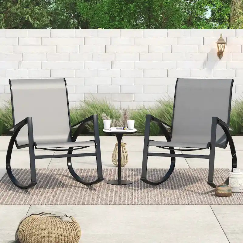 Fauteuil à bascule d'extérieur Corvus Antonio en tissu Sling