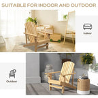 Fauteuil Adirondack en bois Outsunny, chaise de jardin avec porte-gobelet, mobilier résistant aux intempéries, style lounge classique