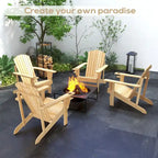 Fauteuil Adirondack en bois Outsunny, chaise de jardin avec porte-gobelet, mobilier résistant aux intempéries, style lounge classique