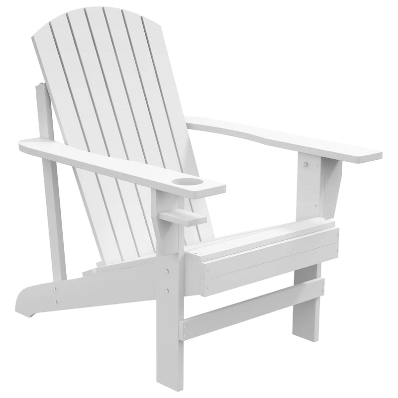 Fauteuil Adirondack en bois Outsunny, chaise de jardin avec porte-gobelet, mobilier résistant aux intempéries, style lounge classique