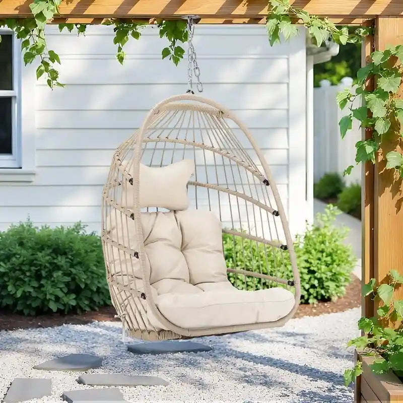 Fauteuil suspendu œuf royal d'extérieur FINCATI sans support, 159 kg (350 lb), fauteuil suspendu œuf confortable d'intérieur sans support, balancelle œuf sans support