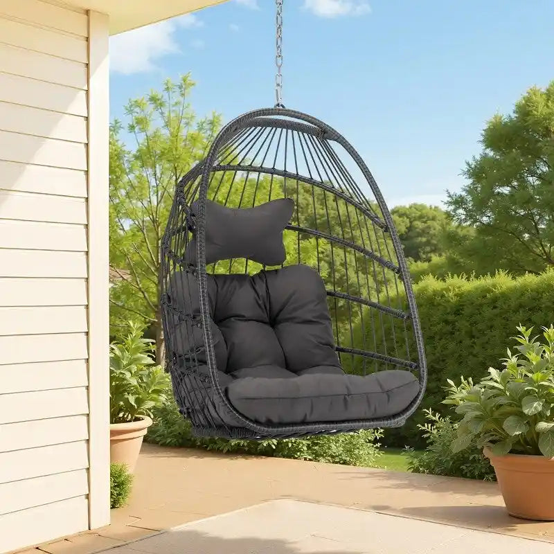 Fauteuil suspendu œuf royal d'extérieur FINCATI sans support, 159 kg (350 lb), fauteuil suspendu œuf confortable d'intérieur sans support, balancelle œuf sans support