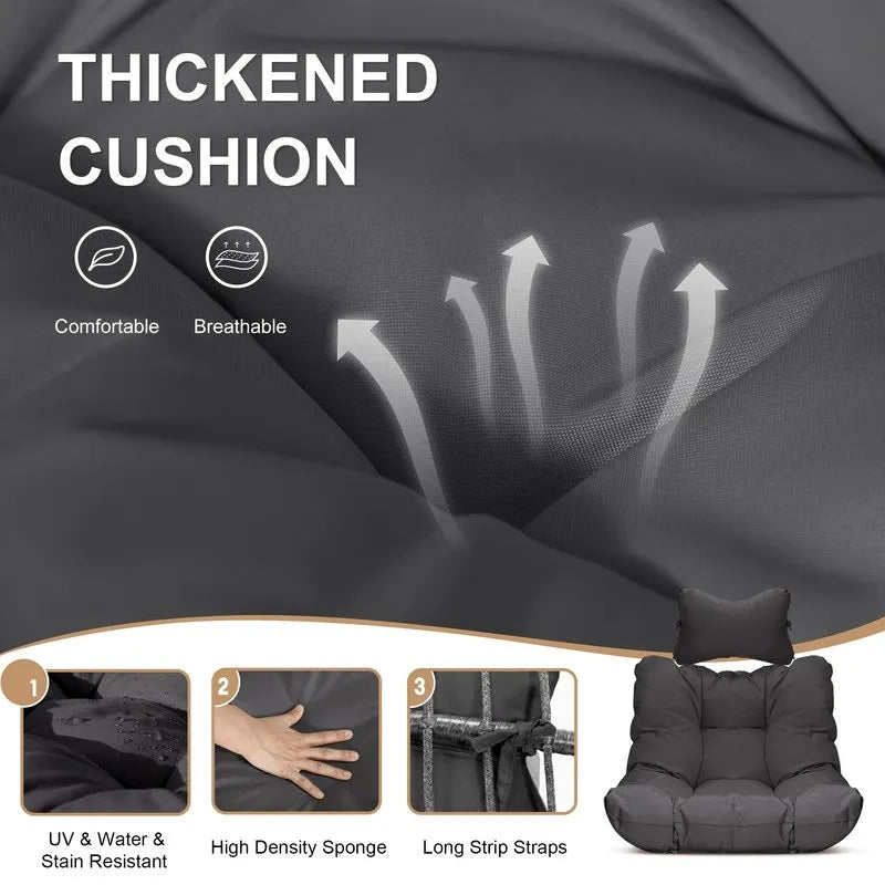 Fauteuil suspendu œuf royal d'extérieur FINCATI sans support, 159 kg (350 lb), fauteuil suspendu œuf confortable d'intérieur sans support, balancelle œuf sans support