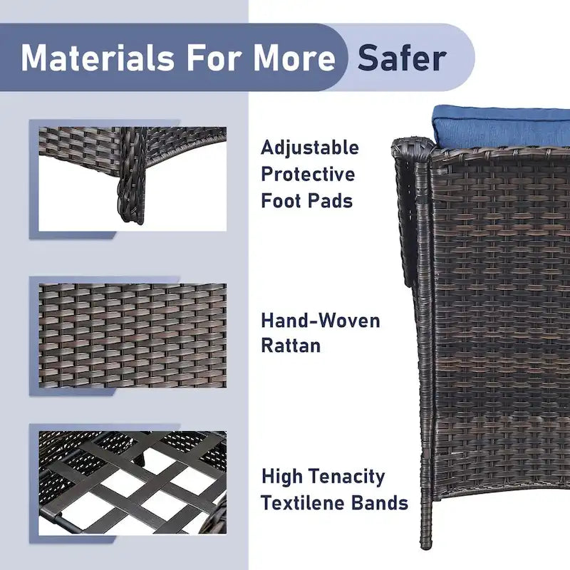 Fauteuil club d'extérieur en osier à dossier haut avec coussins (lot de 2)