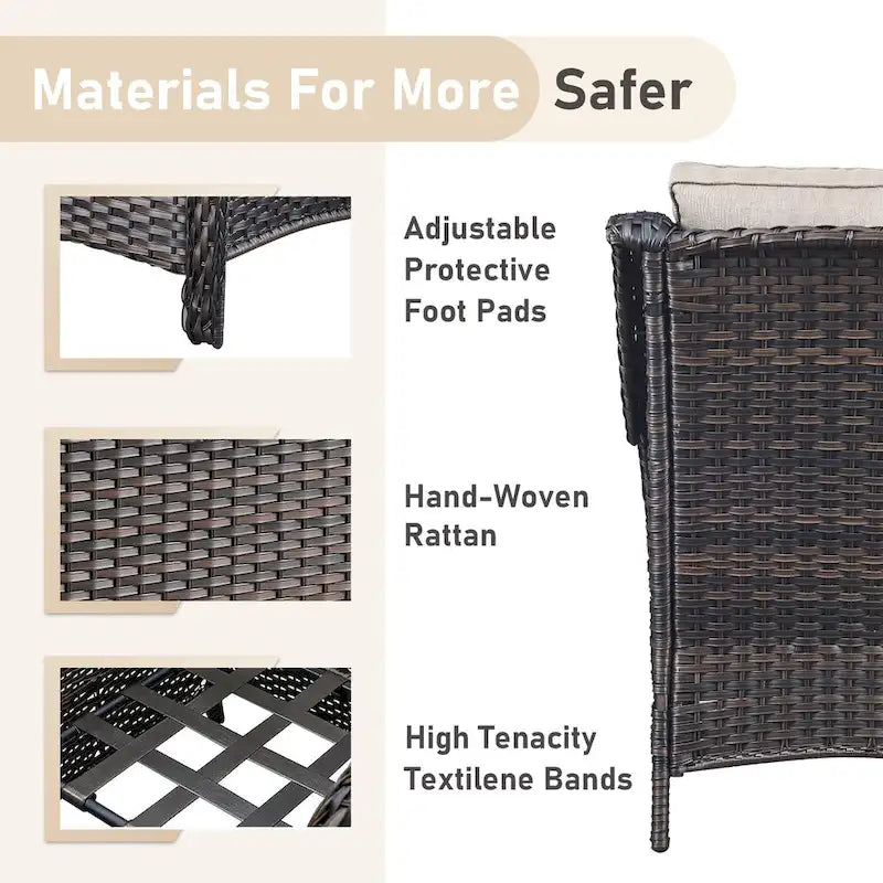 Fauteuil club d'extérieur en osier à dossier haut avec coussins (lot de 2)