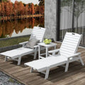 Ensemble de 3 chaises longues d'extérieur en PEHD - Chaises de piscine inclinables avec table d'appoint - Résistant aux intempéries - Capacité de charge : 227 kg