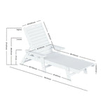 Ensemble de 3 chaises longues d'extérieur en PEHD - Chaises de piscine inclinables avec table d'appoint - Résistant aux intempéries - Capacité de charge : 227 kg