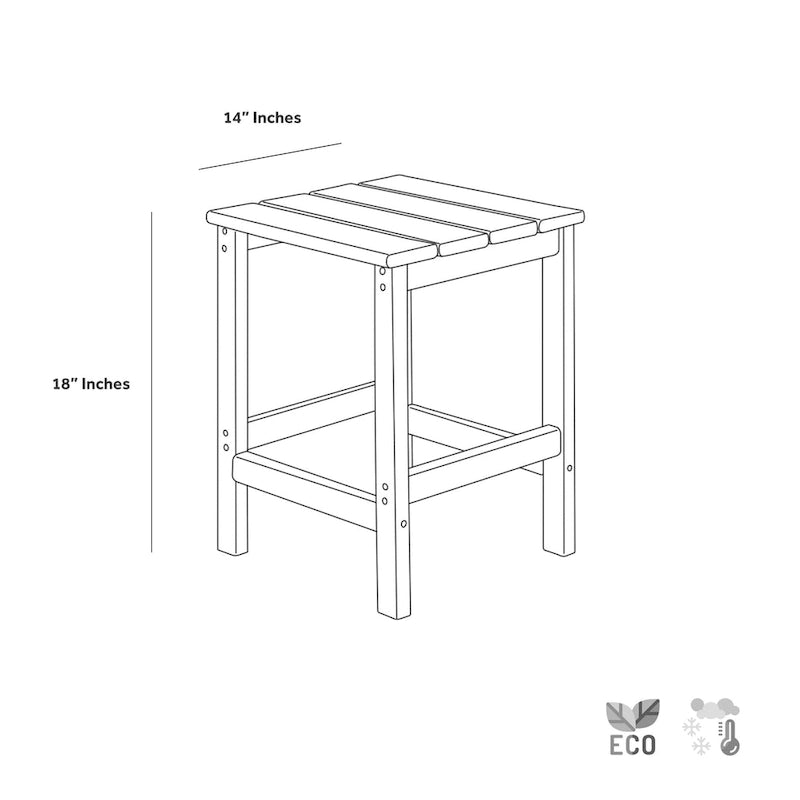 Ensemble de 3 chaises longues d'extérieur en PEHD - Chaises de piscine inclinables avec table d'appoint - Résistant aux intempéries - Capacité de charge : 227 kg