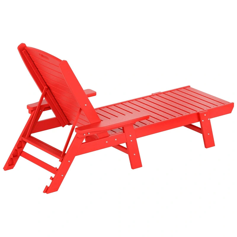 Ensemble de 3 chaises longues d'extérieur en PEHD - Chaises de piscine inclinables avec table d'appoint - Résistant aux intempéries - Capacité de charge : 227 kg