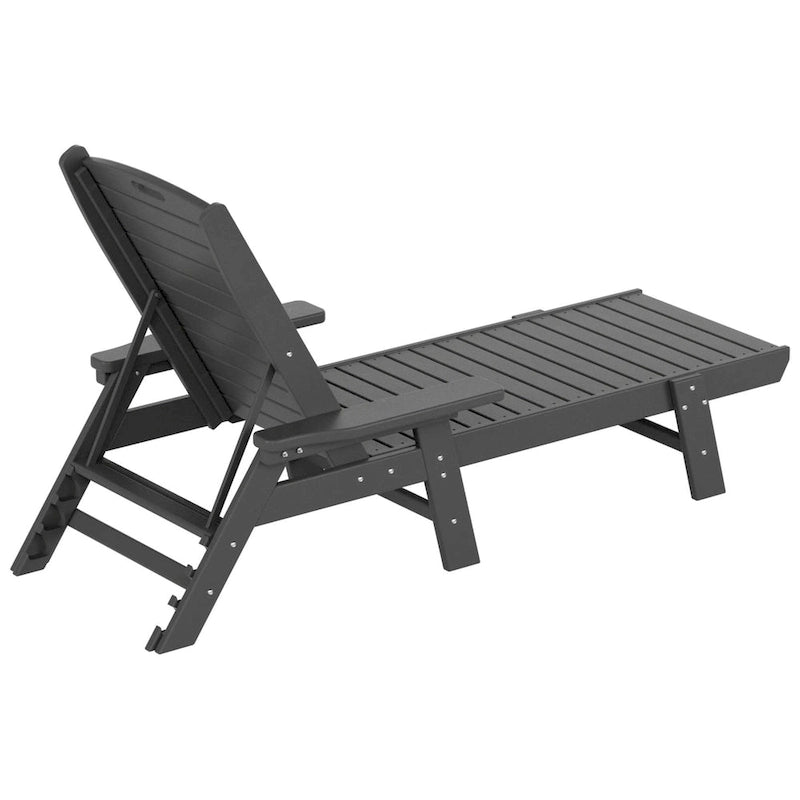 Ensemble de 3 chaises longues d'extérieur en PEHD - Chaises de piscine inclinables avec table d'appoint - Résistant aux intempéries - Capacité de charge : 227 kg