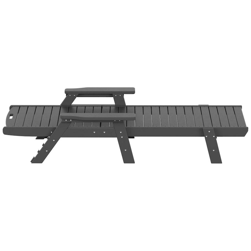 Ensemble de 3 chaises longues d'extérieur en PEHD - Chaises de piscine inclinables avec table d'appoint - Résistant aux intempéries - Capacité de charge : 227 kg