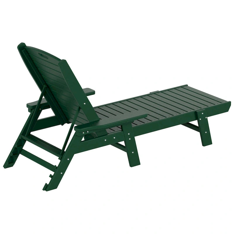 Ensemble de 3 chaises longues d'extérieur en PEHD - Chaises de piscine inclinables avec table d'appoint - Résistant aux intempéries - Capacité de charge : 227 kg