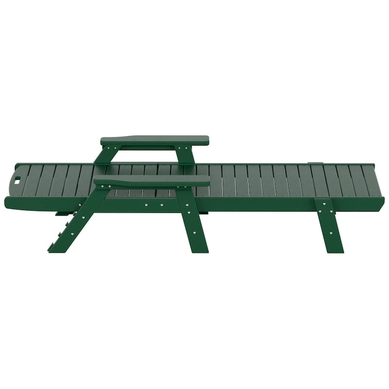 Ensemble de 3 chaises longues d'extérieur en PEHD - Chaises de piscine inclinables avec table d'appoint - Résistant aux intempéries - Capacité de charge : 227 kg