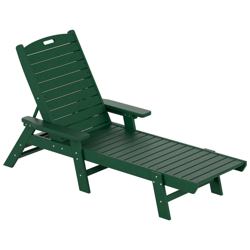 Ensemble de 3 chaises longues d'extérieur en PEHD - Chaises de piscine inclinables avec table d'appoint - Résistant aux intempéries - Capacité de charge : 227 kg