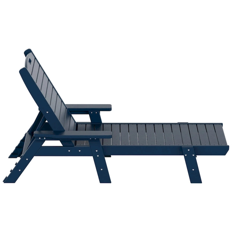 Ensemble de 3 chaises longues d'extérieur en PEHD - Chaises de piscine inclinables avec table d'appoint - Résistant aux intempéries - Capacité de charge : 227 kg