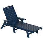 Ensemble de 3 chaises longues d'extérieur en PEHD - Chaises de piscine inclinables avec table d'appoint - Résistant aux intempéries - Capacité de charge : 227 kg