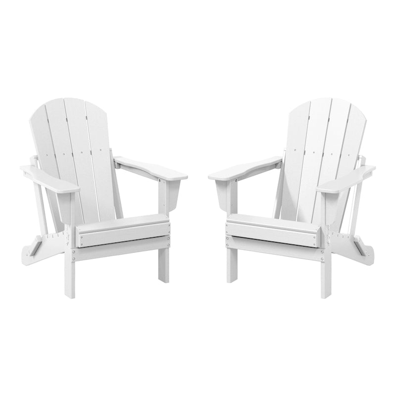Ensemble de 2 chaises Adirondack pliantes résistantes aux intempéries - Matériau en polyéthylène, finition imitation bois - Sièges de patio extérieurs